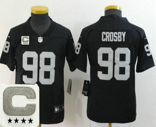 Youth Las Vegas Raiders #98 Maxx Crosby Limited Black C Patch Vapor Jersey