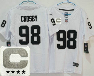 Youth Las Vegas Raiders #98 Maxx Crosby Limited White C Patch Vapor Jersey