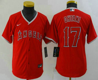 Youth Los Angeles Angels #17 Shohei Ohtani Red Stitched MLB Cool Base Nike Jersey