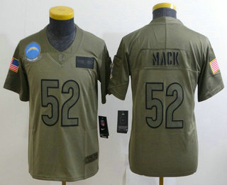 Youth Los Angeles Chargers #52 Khalil Mack Olive 2019 Salute To Service Stitched NFL Nike Limited Jersey