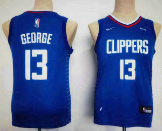 Youth Los Angeles Clippers #13 Paul George Royal Stitched Jersey