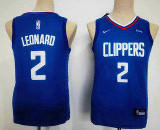 Youth Los Angeles Clippers #2 Kawhi Leonard Blue Sponsor Icon Swingman Jersey