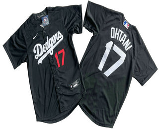 Youth Los Angeles Dodgers #17 Shohei Ohtani Black Player Number Cool Base Jersey