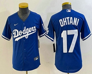 Youth Los Angeles Dodgers #17 Shohei Ohtani Blue Stitched Cool Base Nike Jersey