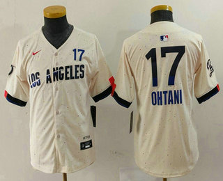 Youth Los Angeles Dodgers #17 Shohei Ohtani Cream 2024 City Connect Limited Jersey