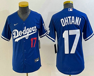 Youth Los Angeles Dodgers #17 Shohei Ohtani Number Blue Stitched Cool Base Nike Jersey