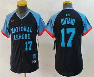 Youth Los Angeles Dodgers #17 Shohei Ohtani Number Navy 2024 All Star Limited Stitched Jersey