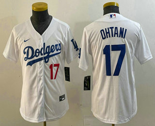 Youth Los Angeles Dodgers #17 Shohei Ohtani Number White Stitched Cool Base Nike Jersey