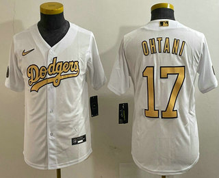 Youth Los Angeles Dodgers #17 Shohei Ohtani White 2022 All Star Stitched Flex Base Nike Jersey 01