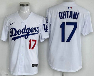 Youth Los Angeles Dodgers #17 Shohei Ohtani White Player Number Cool Base Jersey