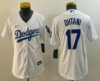 Youth Los Angeles Dodgers #17 Shohei Ohtani White Stitched Cool Base Nike Jersey