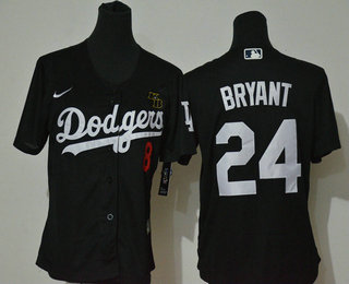 Youth Los Angeles Dodgers #24 Kobe Bryant Black KB Patch Stitched MLB Cool Base Nike Jersey