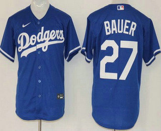 Youth Los Angeles Dodgers #27 Trevor Bauer Blue Cool Base Jersey