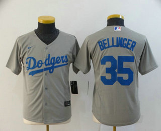 Youth Los Angeles Dodgers #35 Cody Bellinger Gray Stitched MLB Cool Base Nike Jersey