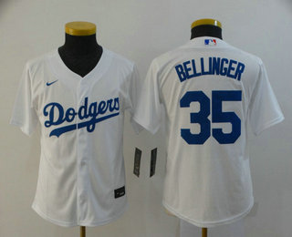 Youth Los Angeles Dodgers #35 Cody Bellinger White Stitched MLB Cool Base Nike Jersey