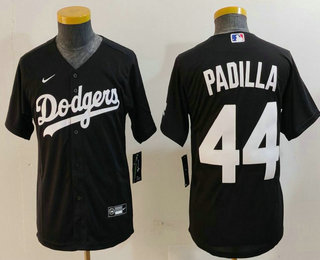 Youth Los Angeles Dodgers #44 Vicente Padilla Black Cool Base Stitched Jersey