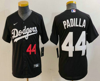 Youth Los Angeles Dodgers #44 Vicente Padilla Number Black Cool Base Stitched Jersey