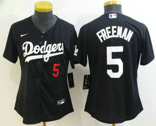 Youth Los Angeles Dodgers #5 Freddie Freeman Black 2022 Number Cool Base Stitched Nike Jersey