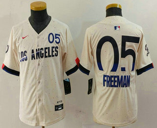 Youth Los Angeles Dodgers #5 Freddie Freeman Cream 2024 City Connect Limited Jersey