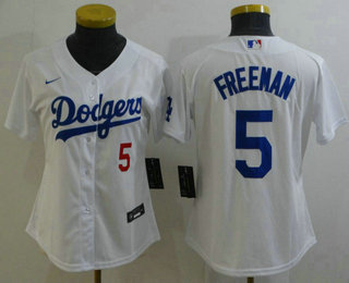 Youth Los Angeles Dodgers #5 Freddie Freeman White 2022 Number Cool Base Stitched Nike Jersey