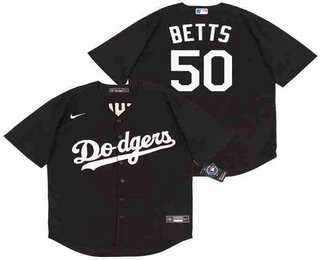 Youth Los Angeles Dodgers #50 Mookie Betts Black Stitched MLB Cool Base Nike Jersey