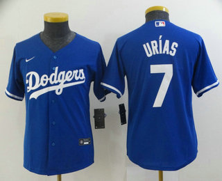 Youth Los Angeles Dodgers #7 Julio Urias Blue Stitched MLB Cool Base Nike Jersey