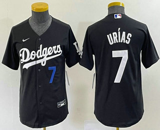 Youth Los Angeles Dodgers #7 Julio Urias Number Black Turn Back The Clock Stitched Cool Base Jersey 01