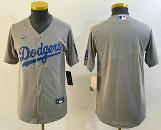 Youth Los Angeles Dodgers Blank Gray Cool Base Jersey