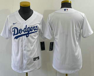 Youth Los Angeles Dodgers Blank White Stitched MLB Cool Base Nike Jersey