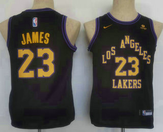 Youth Los Angeles Lakers #23 LeBron James Black 2023 City Icon Sponsor Swingman Jersey