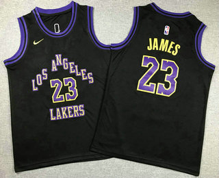 Youth Los Angeles Lakers #23 LeBron James Black 2023 City Icon Swingman Jersey