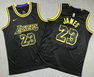 Youth Los Angeles Lakers #23 LeBron James Black City Icon Swingman Jersey