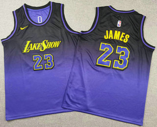 Youth Los Angeles Lakers #23 Lebron James 2024 Purple City Edition Swingman Stitched Jersey