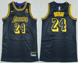 Youth Los Angeles Lakers #24 Kobe Bryant Black 2022 Nike Swingman Stitched Jersey With Sponsor