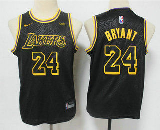 Youth Los Angeles Lakers #24 Kobe Bryant Black NEW 2020 Nike City Edition Wish Jersey