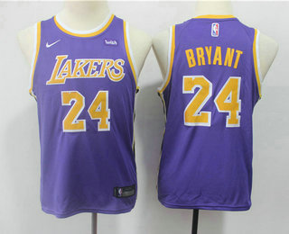 Youth Los Angeles Lakers #24 Kobe Bryant Purple 2018-2019 Nike Wish Swingman Stitched NBA Jersey