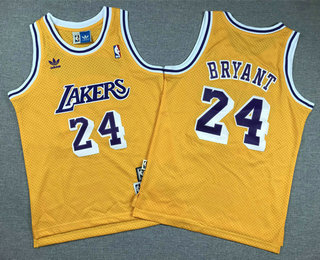 Youth Los Angeles Lakers #24 Kobe Bryant Revolution 30 Swingman Yellow Throwback Jersey