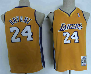 Youth Los Angeles Lakers #24 Kobe Bryant Yellow 2008-09 Hardwood Classics Soul Swingman Throwback Jersey