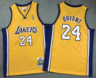 Youth Los Angeles Lakers #24 Kobe Bryant Yellow 2008 Throwback Swingman Jersey