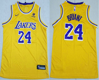 Youth Los Angeles Lakers #24 Kobe Bryant Yellow 2022 Nike Swingman Stitched Jersey With Sponsor