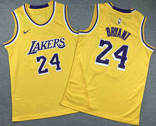 Youth Los Angeles Lakers #24 Kobe Bryant Yellow Icon Swingman Jersey