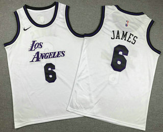 Youth Los Angeles Lakers #6 LeBron James White 2022 Icon Swingman Jersey