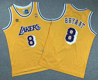 Youth Los Angeles Lakers #8 Kobe Bryant Revolution 30 Swingman Yellow Throwback Jersey