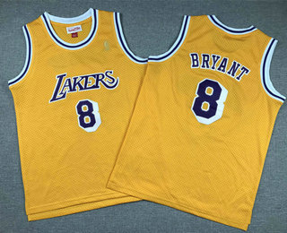 Youth Los Angeles Lakers #8 Kobe Bryant Yellow 2000-01 Hardwood Classics Soul Swingman Throwback Jersey (2)