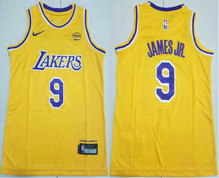 Youth Los Angeles Lakers #9 Bronny James Jr Yellow Icon Sponsor Swingman Stitched Jersey