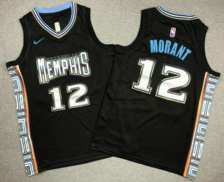 Youth Memphis Grizzlies #12 Ja Morant Black City Icon Swingman Jersey