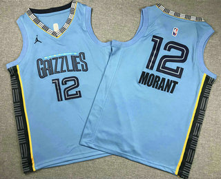 Youth Memphis Grizzlies #12 Ja Morant Light Blue 2022 Statement Icon Swingman Jersey