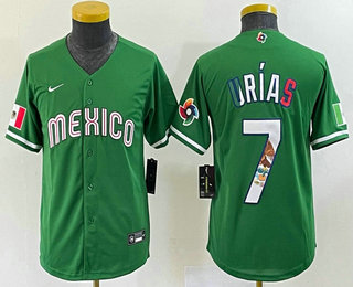Youth Mexico Baseball #7 Julio Urias 2023 Green World Classic Stitched Jersey 11