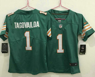 Youth Miami Dolphins #1 Tua Tagovailoa Green 2020 Color Rush Stitched NFL Nike Limited Jersey
