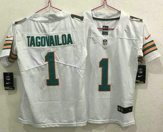 Youth Miami Dolphins #1 Tua Tagovailoa White 2020 Color Rush Stitched NFL Nike Limited Jersey